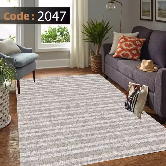 کاورفرش روفرشی دورکشدار گوشه لیفه ای کرم  قهوه ای کد 2047
