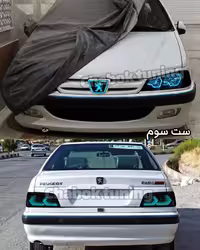 ست چراغ اسپرت پرشیا جلو طرح i8  سه بعدی آیس بلو و آرم جلو آیس بلو و چراغ عقب کروت آیس بلو