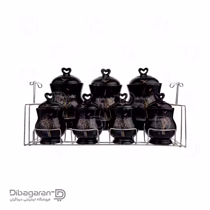 پاسماوری 7 پارچه سرامیکی پایه دار مام لوکس درختی مشکی 958