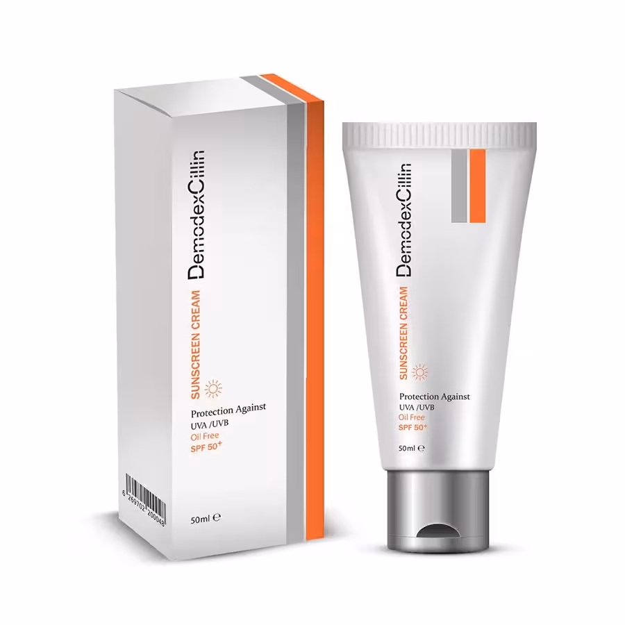 کرم ضد آفتاب بی‌رنگ دمودکسیلین SPF50 | فاقد چربی و ضد جوش | حجم 50 میل