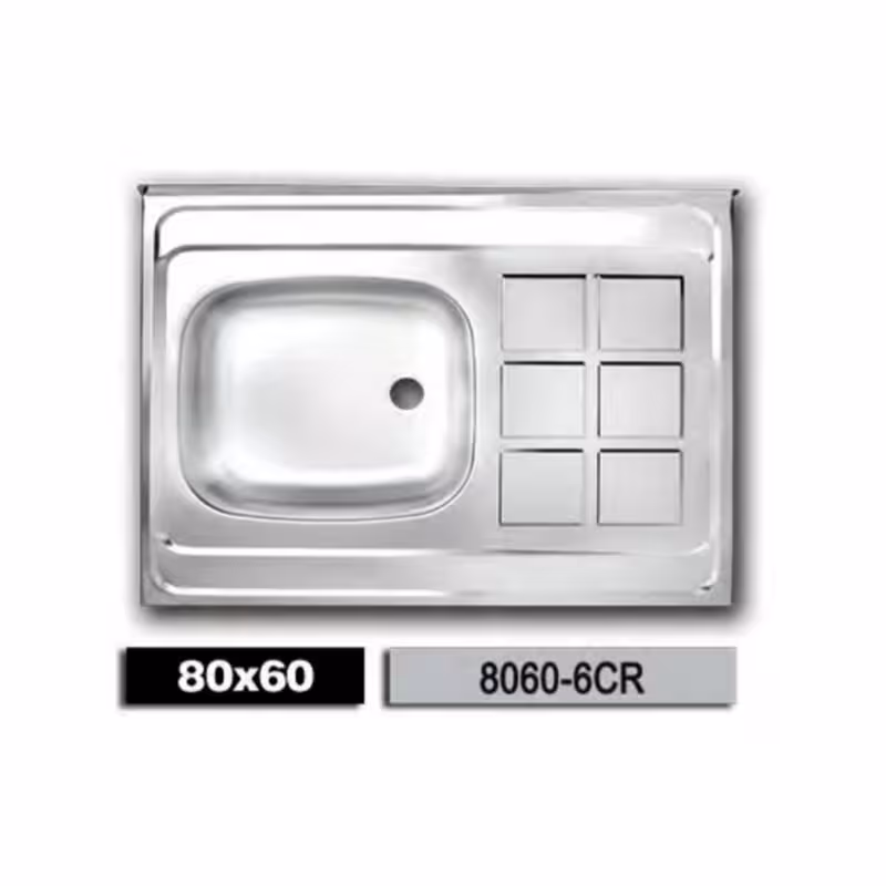 سینک معمولی براق اخوان تک لگن سایز 80 * 60 بسته چهار عددی