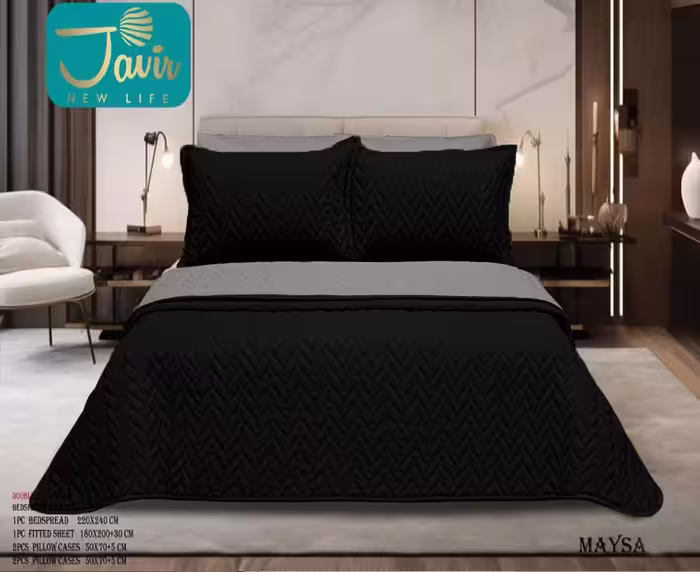 روتختی دونفره پنبه دوزی مشکی طوسی Maysa