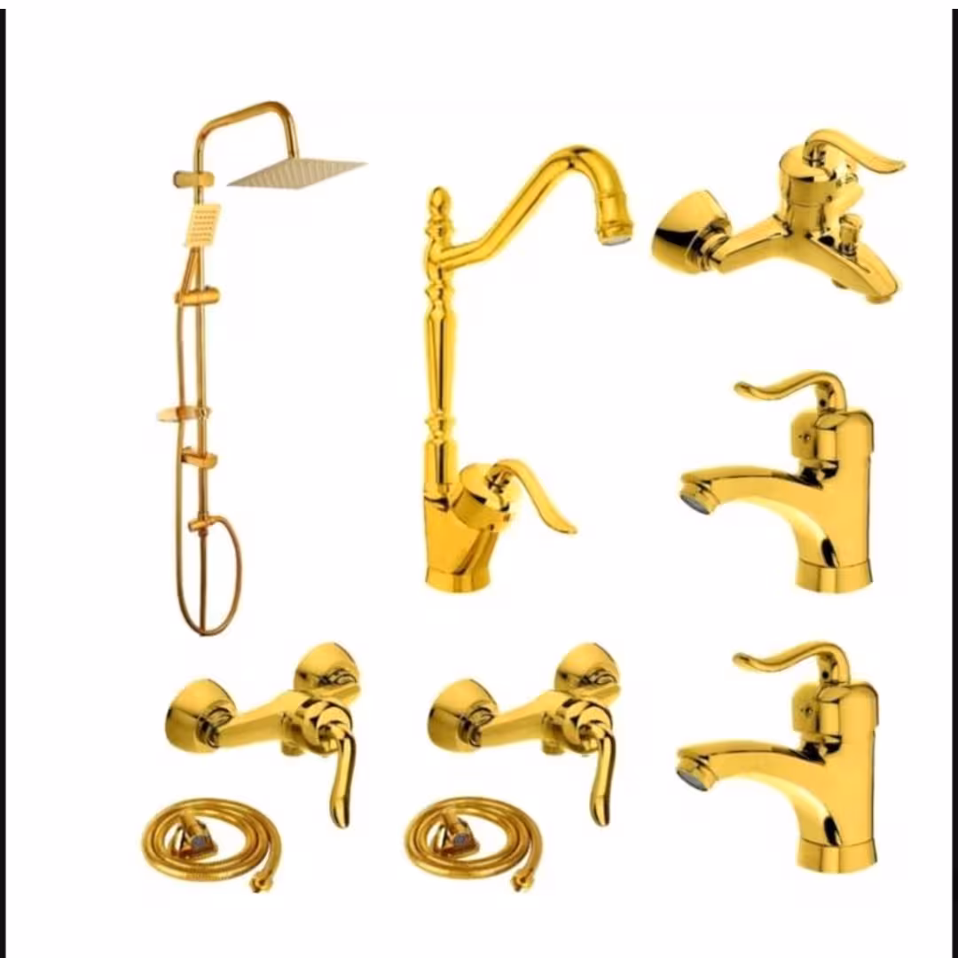 مجموعه شیرآلات 9 عددی طلائی قاجاری