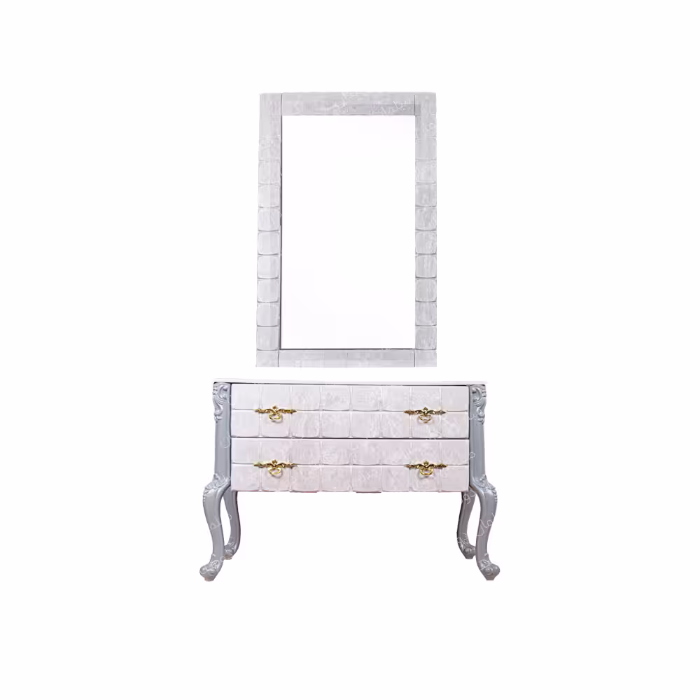 آینه کنسول پایه بلند دو کشو