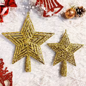 ستاره سر درختی کریسمس طلایی دو سایز کد 324