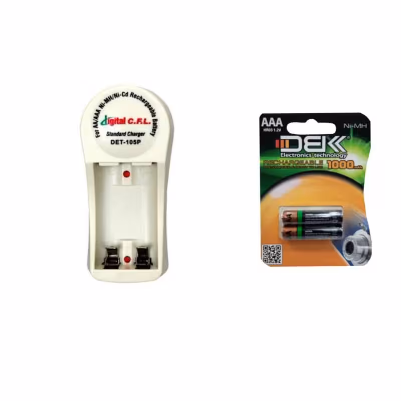 شارژر باتری سی اف ال مدل DET-105P به همراه باتری نیمقلمی قابل شارژ DBK 1000mAh