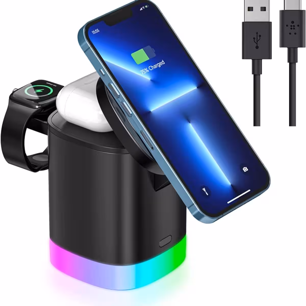 ایستگاه شارژ بیسیم سریع 3 در 1 T15