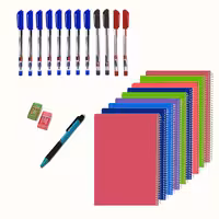 دفتر مشق مدل ساده کد 02 به همراه خودکار و مدادنوکی و پاک کن مجموعه 24 عددی | چاوه