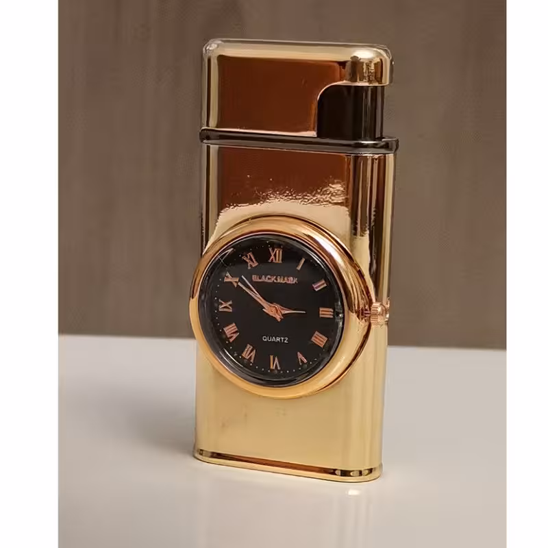 فندک ساعت گازی فلزی شعله کوره ای بسیار زیبا و شیک قیمت مناسب طرح ساده و باکلاس