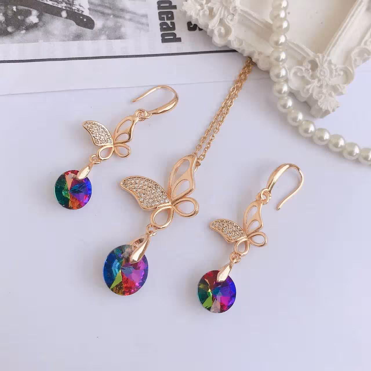 نیمست استیل با سنگ هفت رنگ سوارسکی کد 258295340