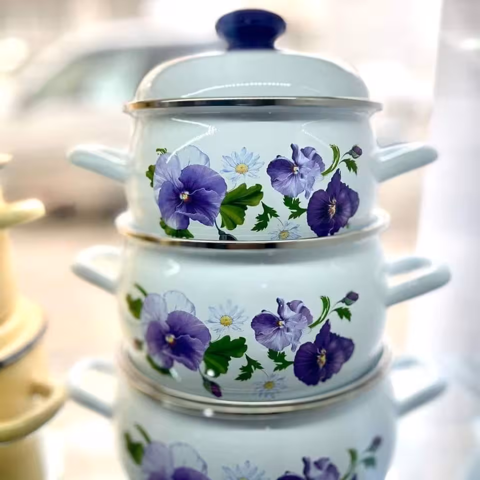 سرویس قابلمه لعابی  لبه استیل اوکراین