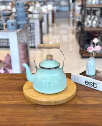 کتری لعابی دسته بامبو