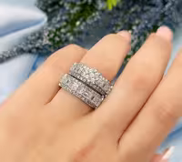 حلقه و پشت حلقه ای جواهری نقره زنانه کد 10621