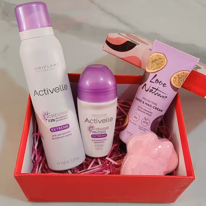 پک ضدتعریق و خنک کننده اکتیول اوریفلیم( اسپری ،مام و کرم دست و ناخن آبرسان پشت فروت لاونیچر اوریفلیم) و کوکتل پدیکورپاهدیه