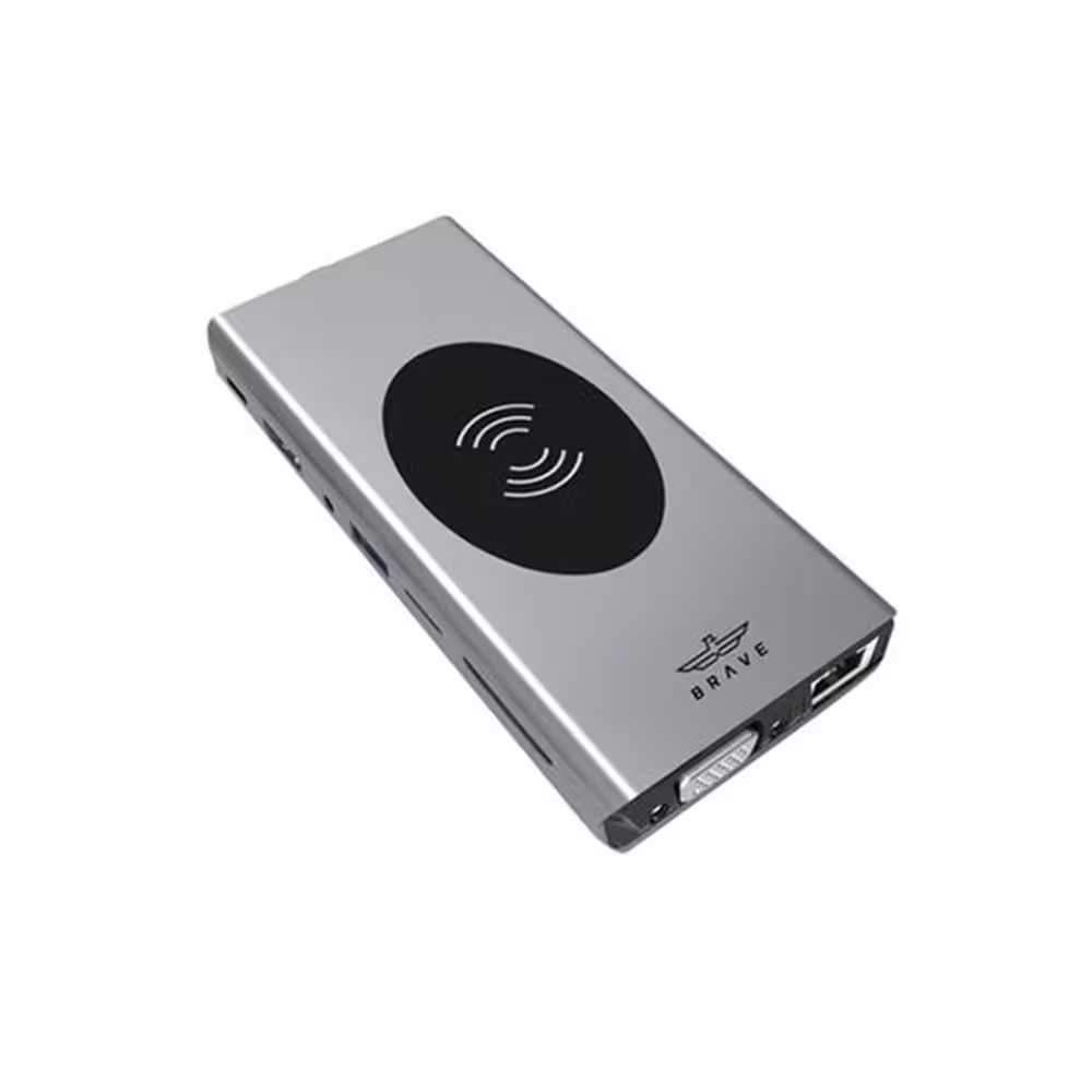 شارژر وایرلس و هاب و مبدل 15 کاره مدل Brave 15-in 1 Multifunction USB C Hub With Wireless Charger