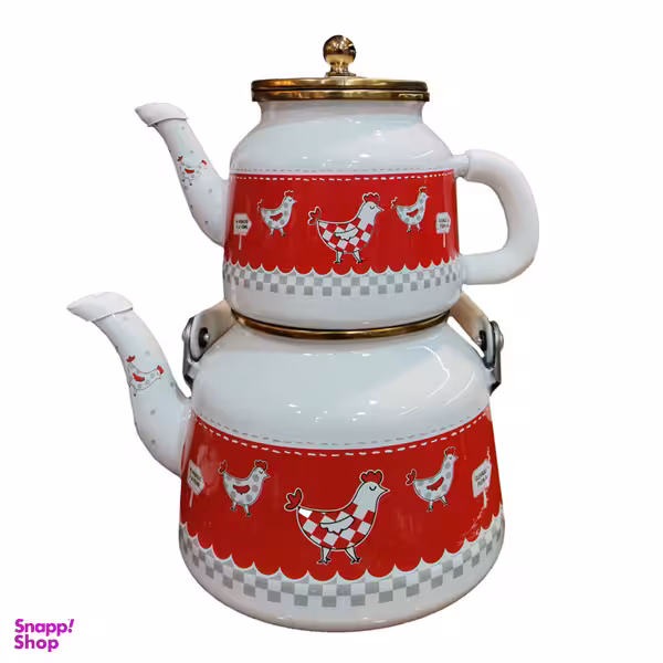 ست کتری و قوری لعابی طرح خروس