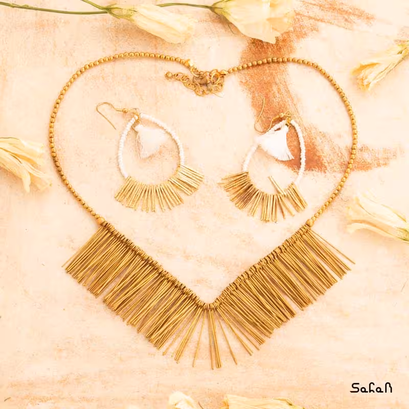 نیم ست برنجی گردنبند و گوشواره