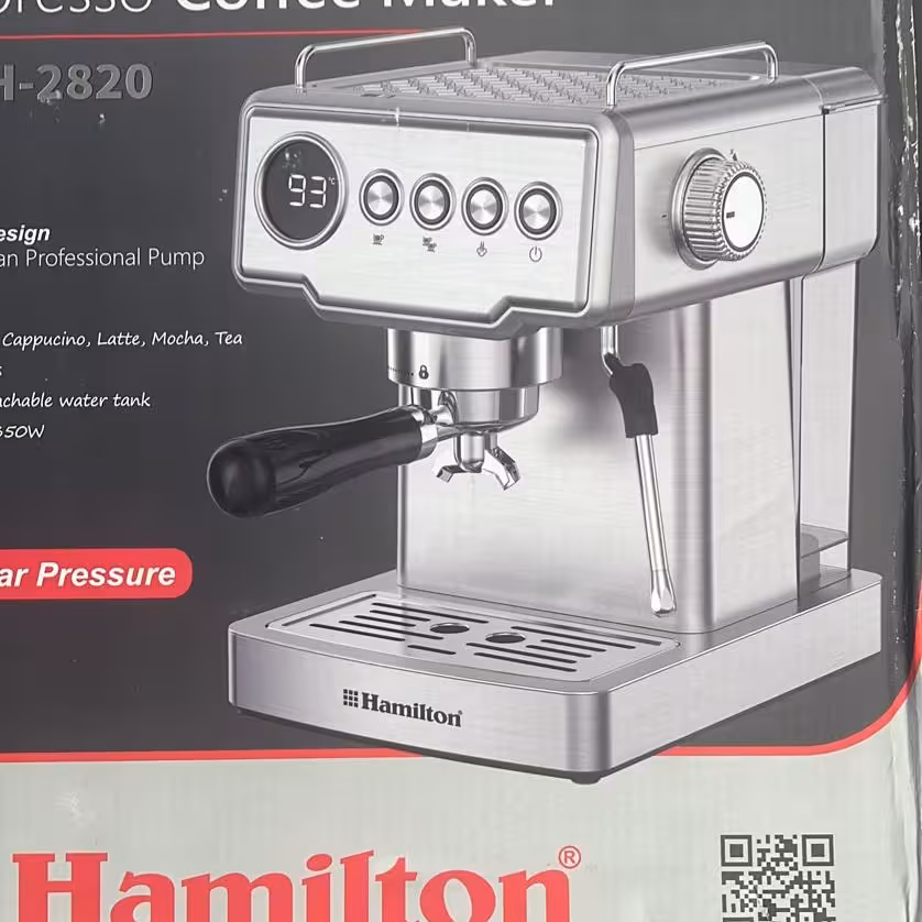 دستگاه برقی اسپرسو  2820 فشار بخار 20بارتعداد نازل قهوه 2عددگنجایش مخزن 1.8 لیتر