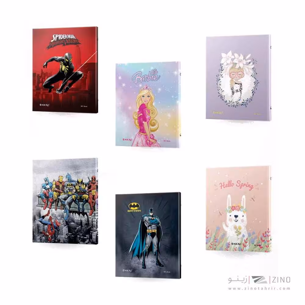 XXXدفترکلاسوری 26حلقه 100برگ قفل پلاستیک جلدسخت میکرو سری کارتونی/فانتزی کدA15