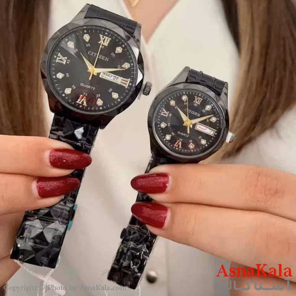 ساعت ست زنانه و مردانه سیتیزن شرکتی موتور کوارتز نقره ای رنگ ثابت و ضدآب کد WTCH11260W