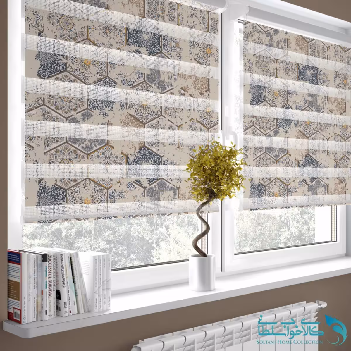 پرده زبرا طرح دانه برف آشپزخانه کد 1840