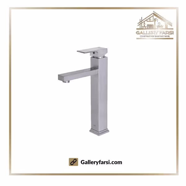 شیر روشویی شودر پایه بلند مدل اروپا کروم مات