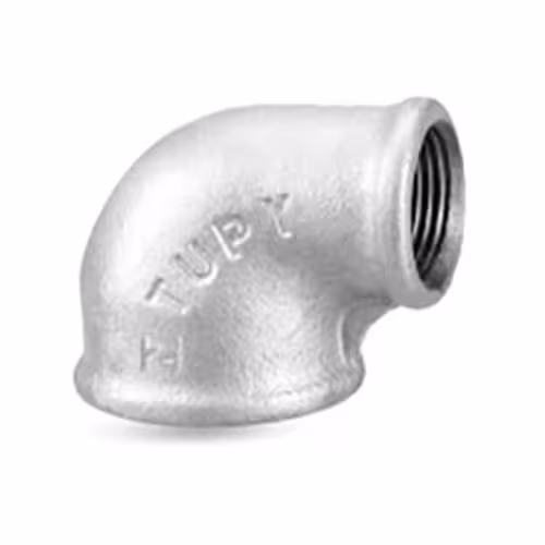 زانو تبدیلی 90 درجه گالوانیزه دنده ای 1.2*3.4 اینچ توپی برزیل