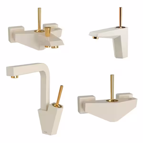 ست کامل شیرآلات شودر مدل تیفانی شیری طلا