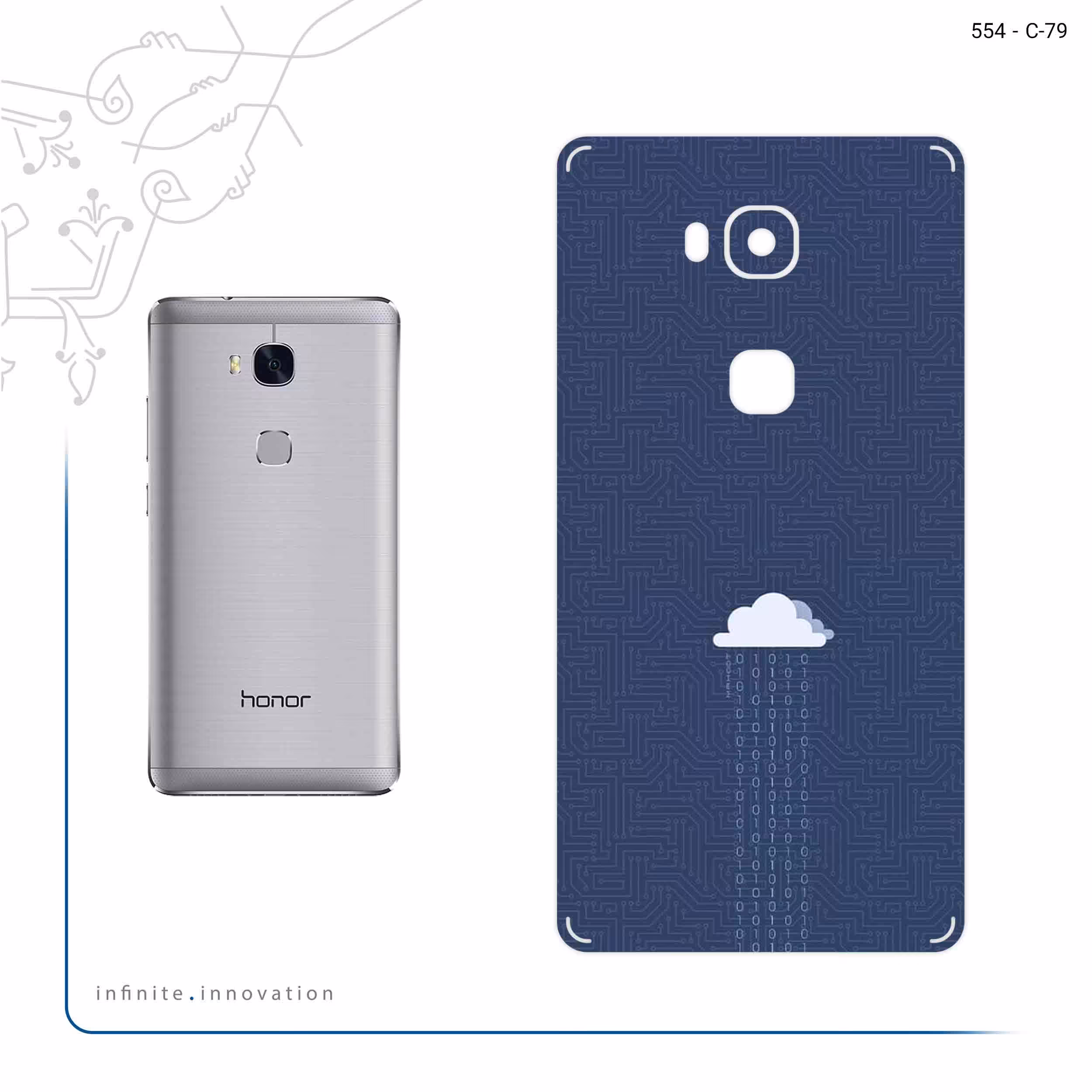 برچسب پوششی ماهوت مدل Minimal Data Cloud مناسب برای گوشی موبایل آنر 5X