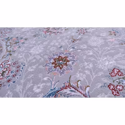 فرش ماشینی زمرد مشهد طرح افشان زمینه طوسی