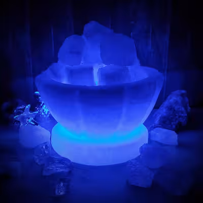 آباژور سنگ نمک مدل کاسه شیاردار پایه سنگی کد 200