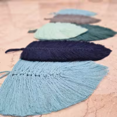 آویز بافتنی مدل مکرومه طرح برگ 03