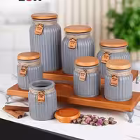 ادویه و پاسماوری گلس کالر با استند چوبی طوسی ریور کد 1002G