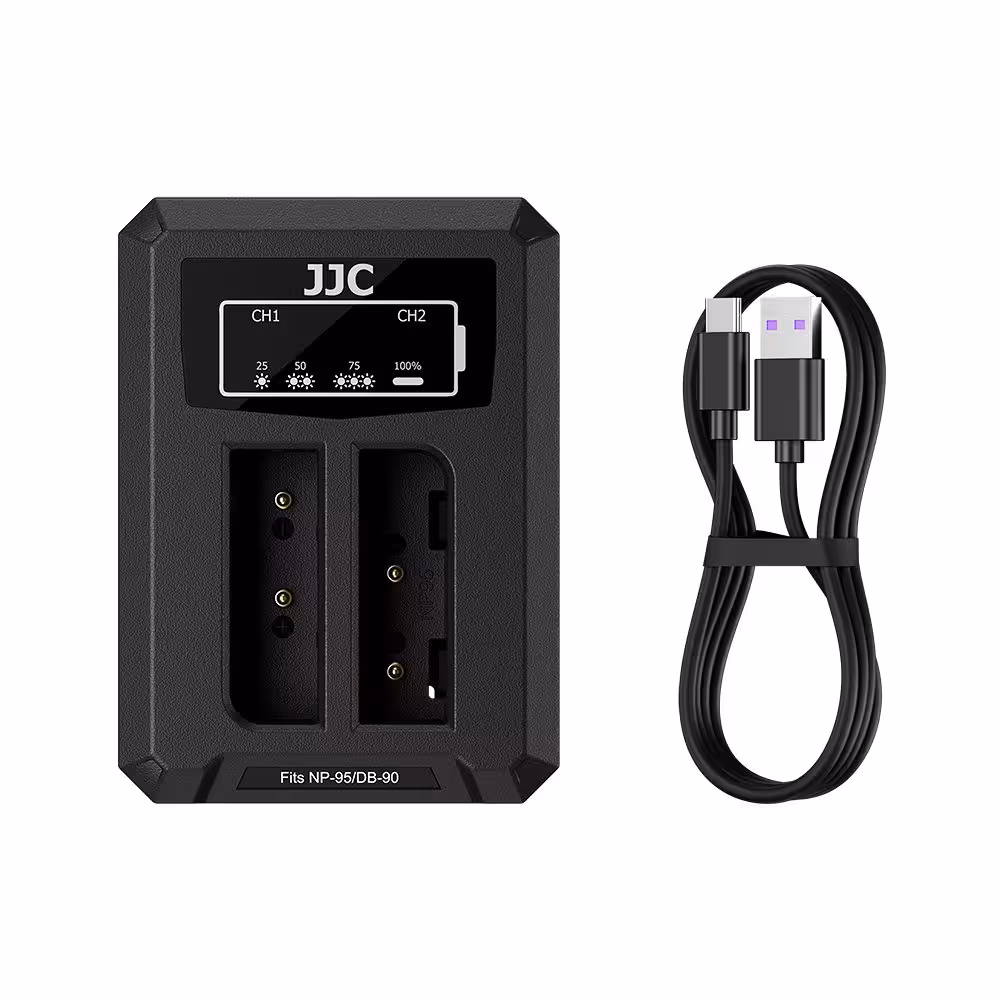 شارژر دوقلو تایپ سی باتری دوربین فوجی فیلم جی جی سی مدل DCH-95TC