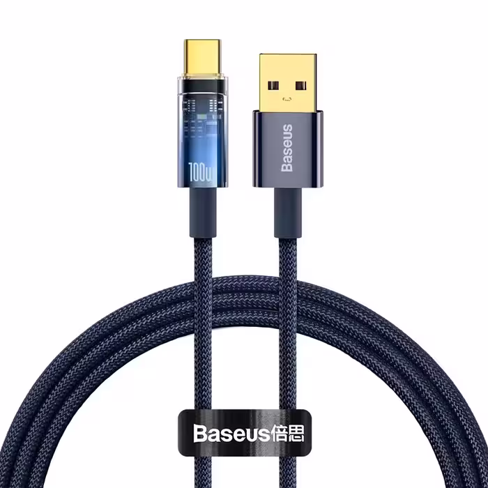 کابل شارژ USB به Type-C بیسوس مدل Explorer Auto Power Off CATS000201 طول 1 متر توان 100 وات
