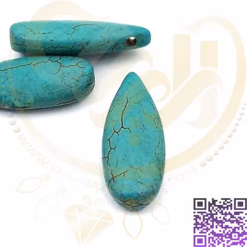 مهره فیروزه طرح دار اشکی کد79