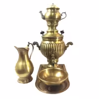 ست سماور ذغالی برنجی طرح آینه ای 3٫5 لیتر کد sam15