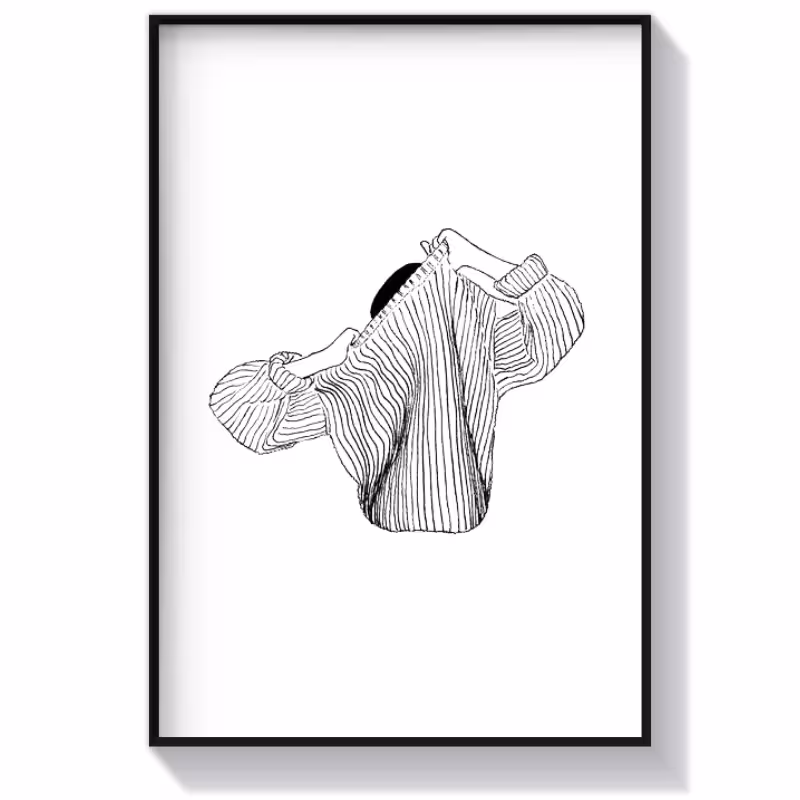 تابلو دکوراتیو مینیمال دختر و پیراهن