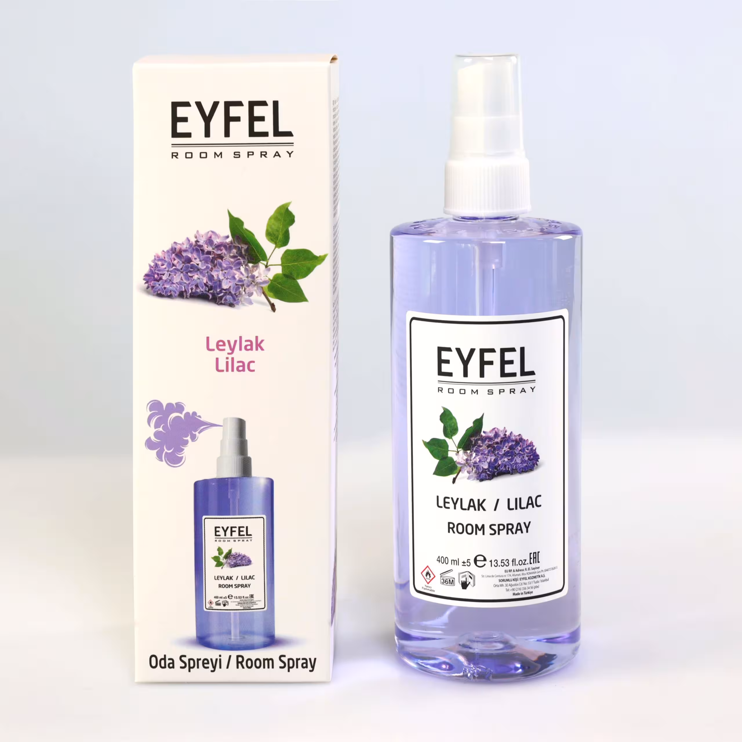 اسپری خوشبو کننده هوا ایفل اصل EYFEL مدل یاس بنفش lilac حجم 400 میل