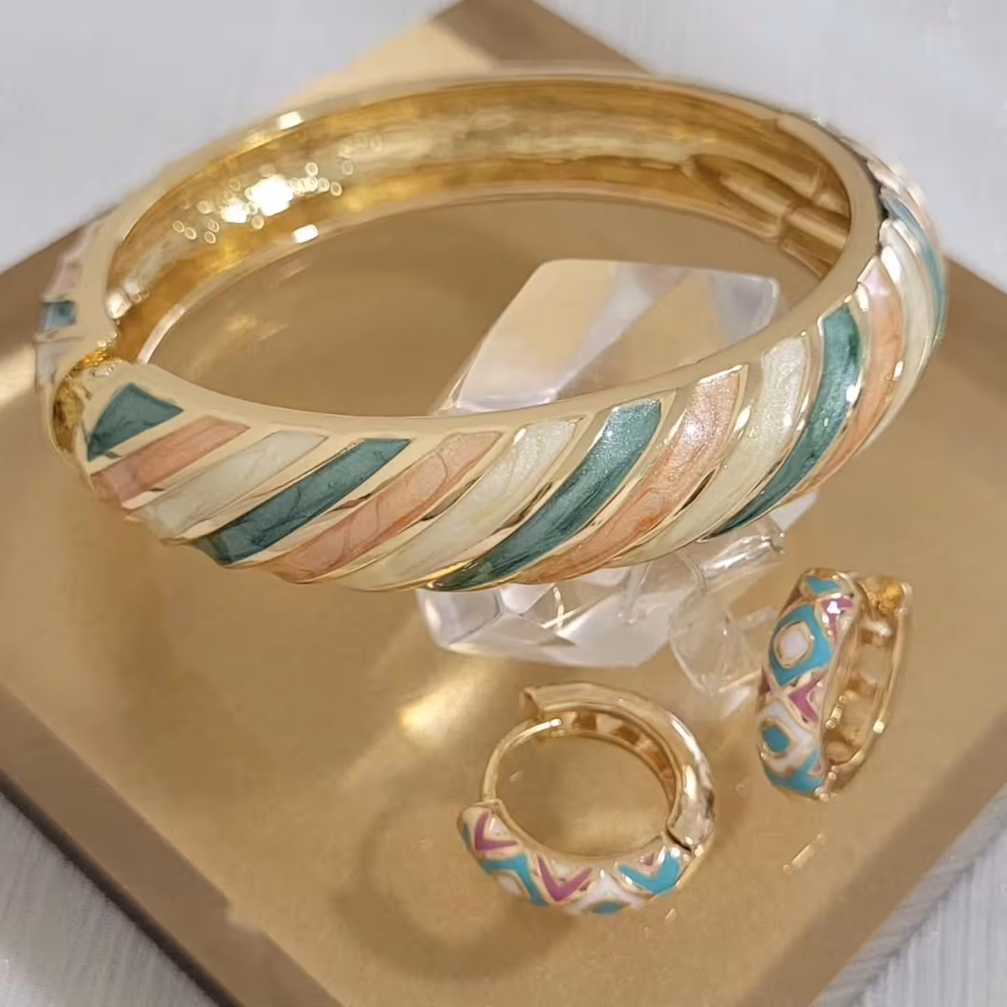 ست دستبند، گوشواره طرح طلای زنانه، کد1116💍