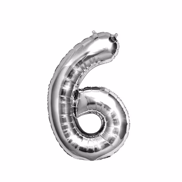 بادکنک فویلی عدد 6 نقره ای