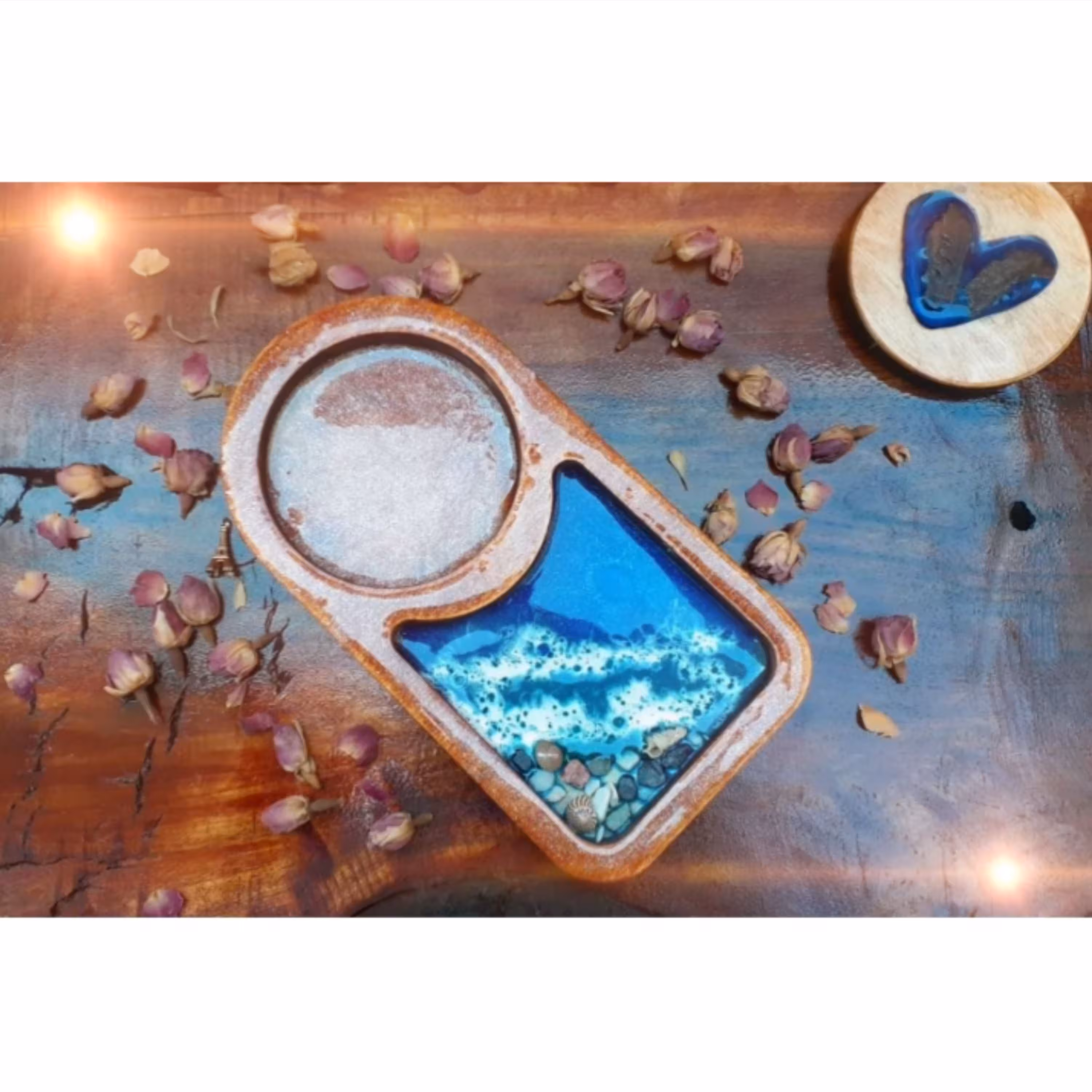 زیرلیوانی  چوبی رزینی طرح دریا 