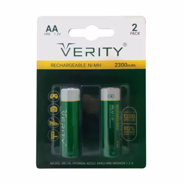 باتری قلمی قابل شارژ وریتی مدل HR6 2300mAh بسته 2 عددی
