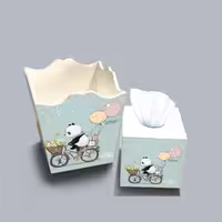 ست سطل و جا دستمال چوبی کودک طرح پاندا کد A2343