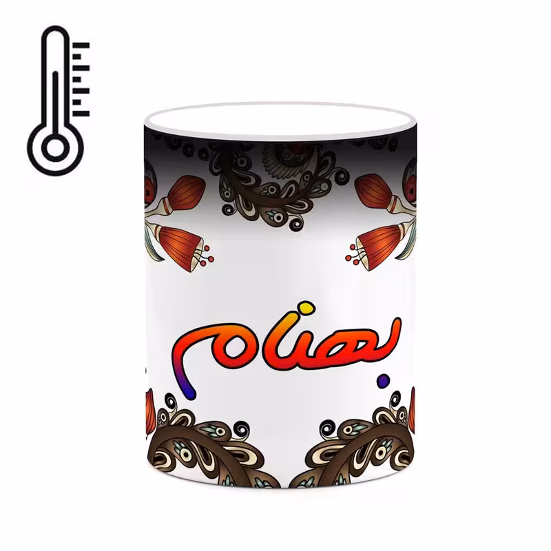 ماگ حرارتی اسم بهنام سنتی گل و بته کد mgh44254