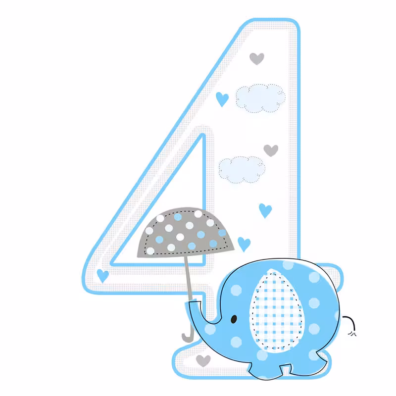 استند رومیزی تولد مدل عدد 4 طرح فیل پسرانه کد 1067