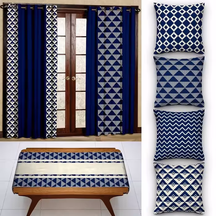 کاور کوسن کد 667 (ست سرمه ای کرم)