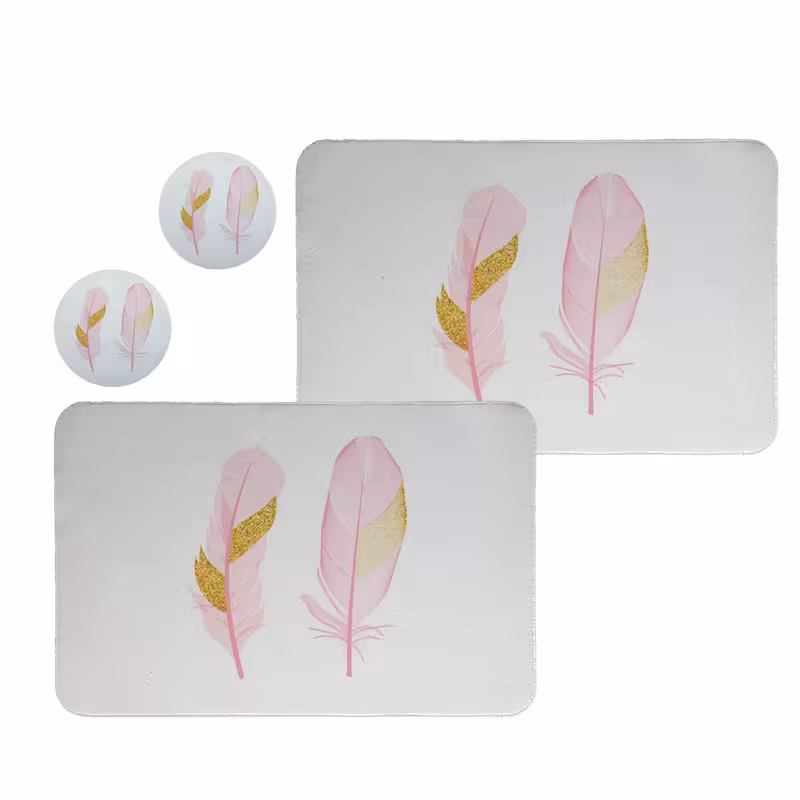 زیربشقابی طرح پر کد 8203 مجموعه 2عددی همراه زیرلیوانی | کالا مکس