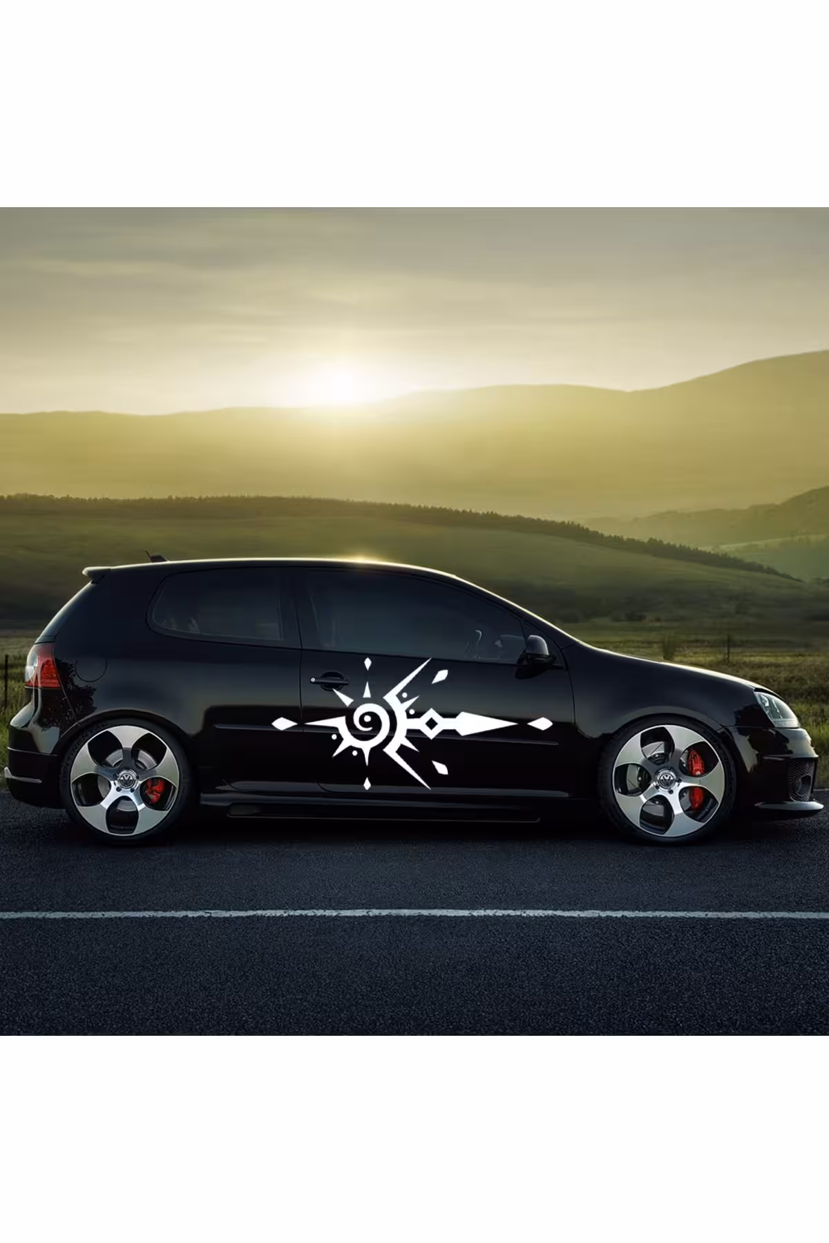 برچسب آرم و نوار شبرنگ سفید 33 70 سانتی متر هود قبیله اتومبیل بدن ماشین Melek Pazarı