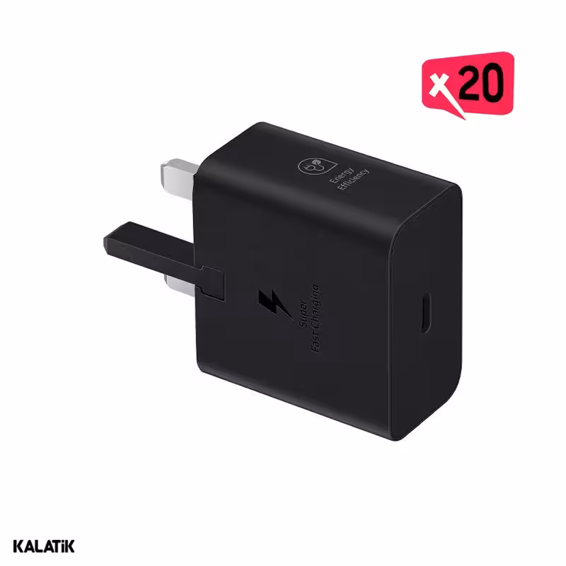 شارژر دیواری 25W سامسونگ سرکارتنی مدل EP-T2510 فست PD سه پین-بسته 20 عددی-شارسل